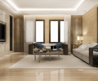3d rendering luxury and modern living room with leather sofa and lamp